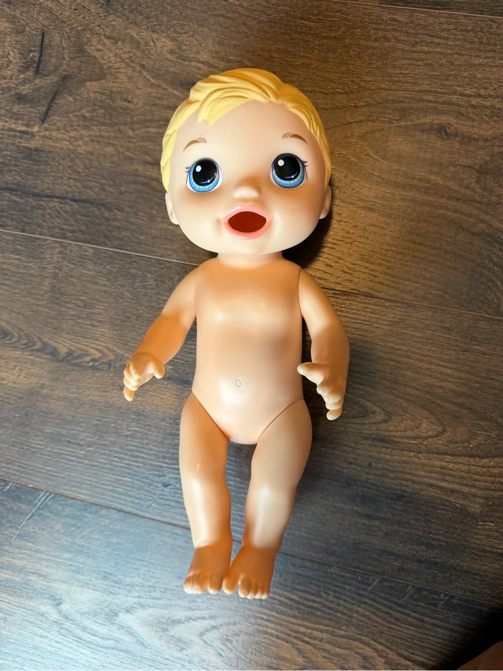 2015 Baby Alive Super Snacks Snackin Luke Boy Doll Blonde Hair Blue Eyes Hasbro